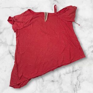 Free People Asymmetrical Top Women XS Pink Cold Shoulder Top Made in USA